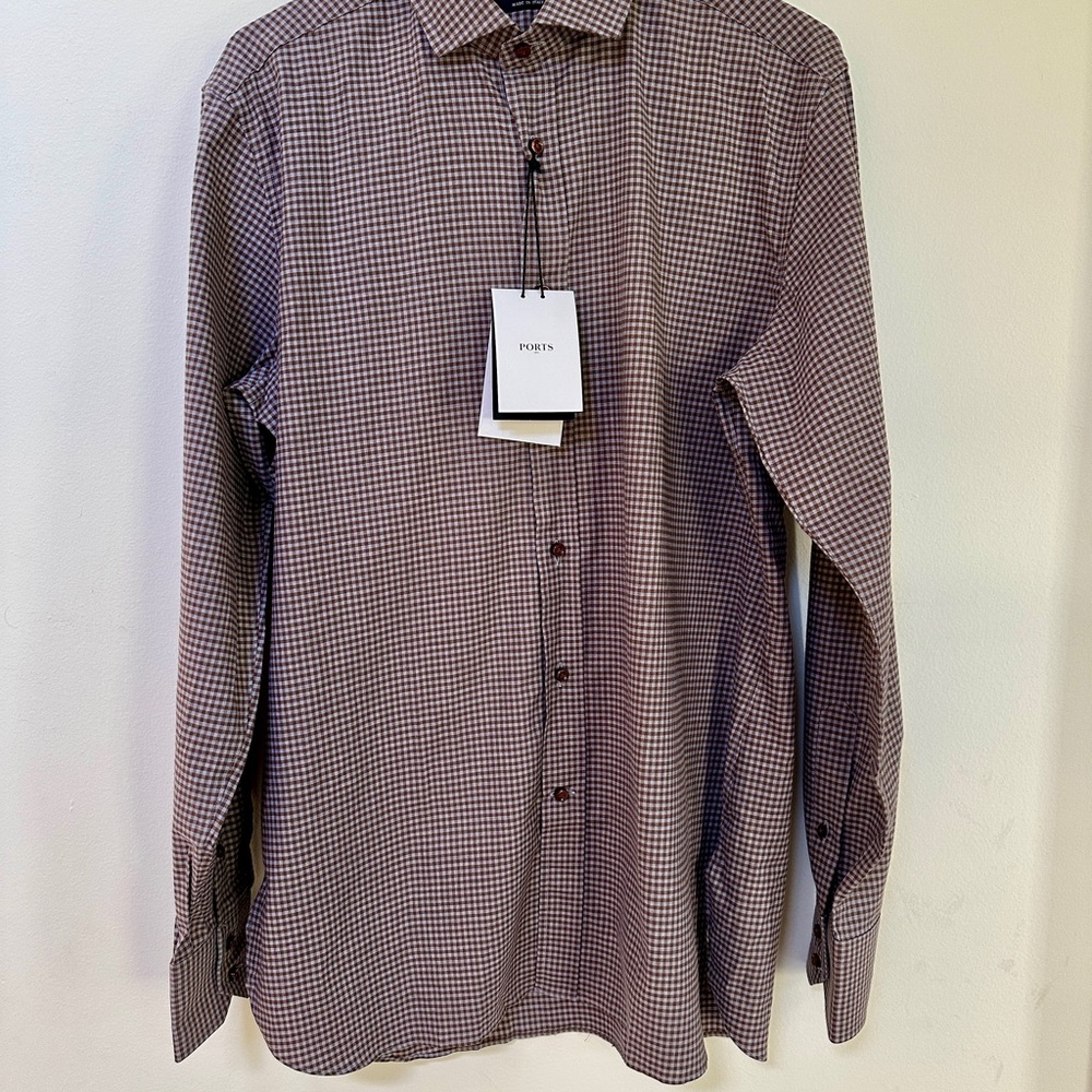 Ports 1961 Checkered Dress Shirt, Size 40 (Large), NWT